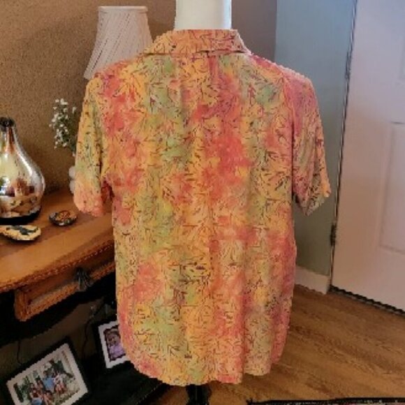 The Territory Ahead Short Sleeve Floral Swirl Orange & Yellow Blouse in Size M - Picture 3 of 5